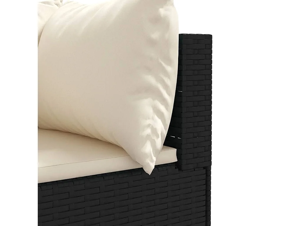 7-tlg. Garten-Lounge-Set mit Kissen Schwarz Poly Rattan