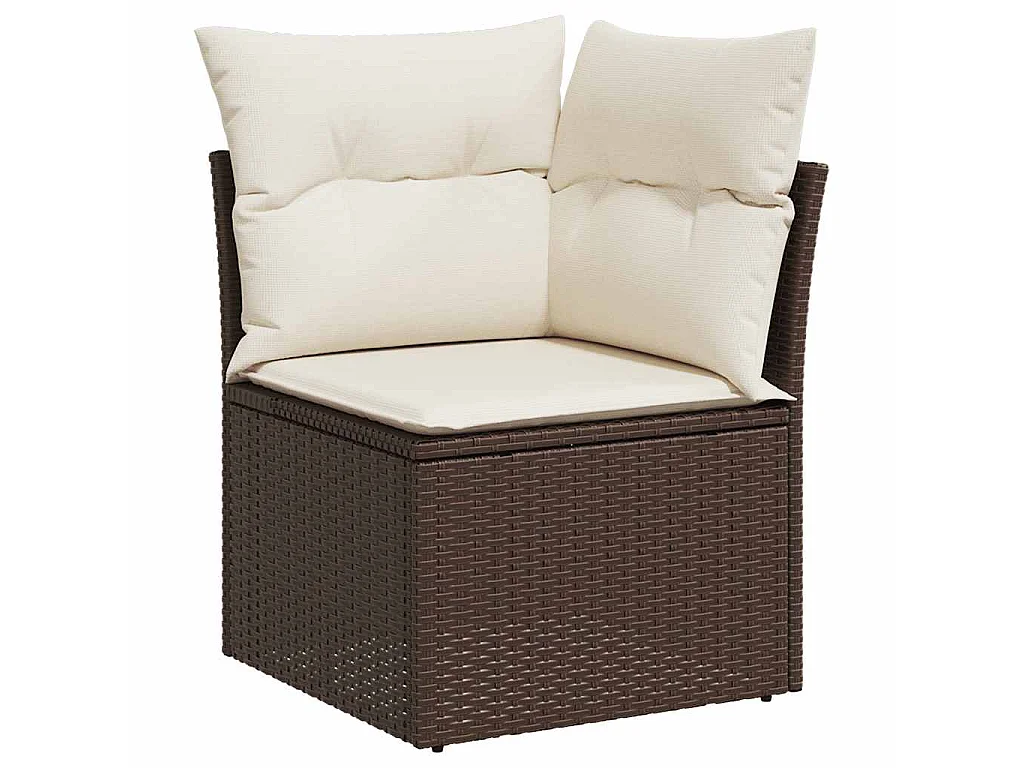 7-tlg. Garten-Sofagarnitur mit Kissen Braun Poly Rattan