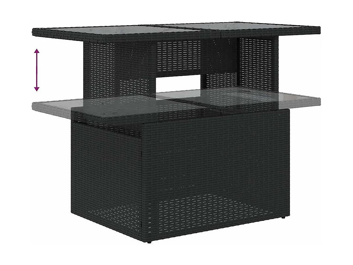 6-tlg. Garten-Sofagarnitur mit Kissen Schwarz Poly Rattan