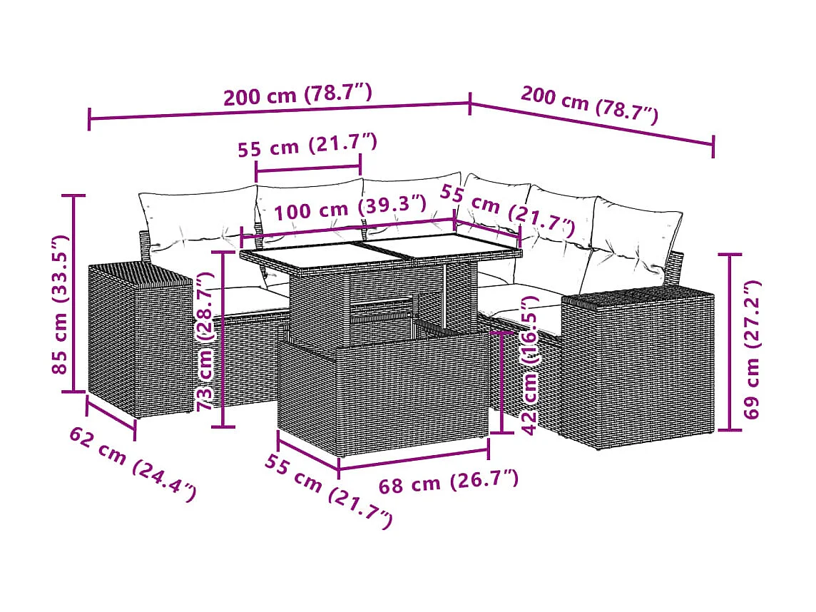 Salon de jardin avec coussins 6 pcs beige résine tressée