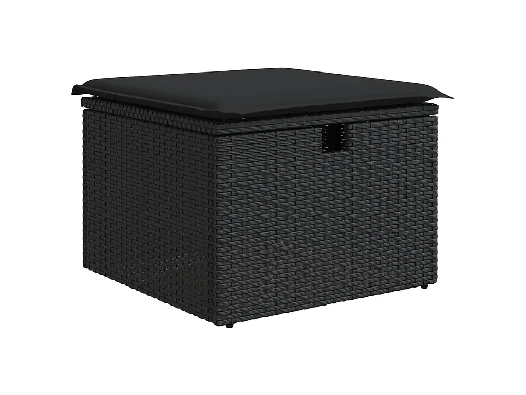 6 pcs conjunto sofás de jardim c/ almofadões vime PE preto
