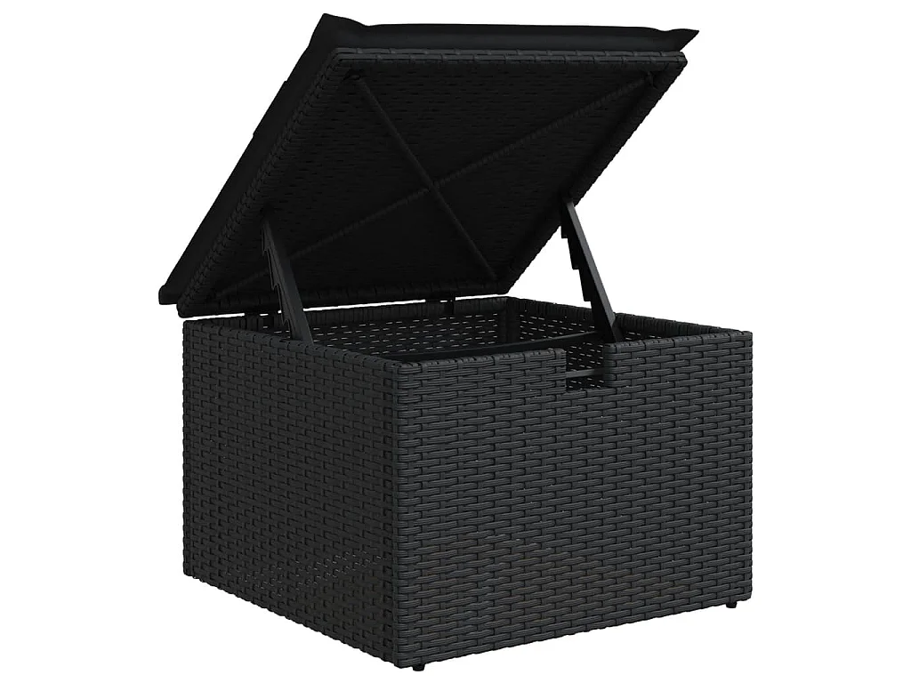6 pcs conjunto sofás de jardim c/ almofadões vime PE preto