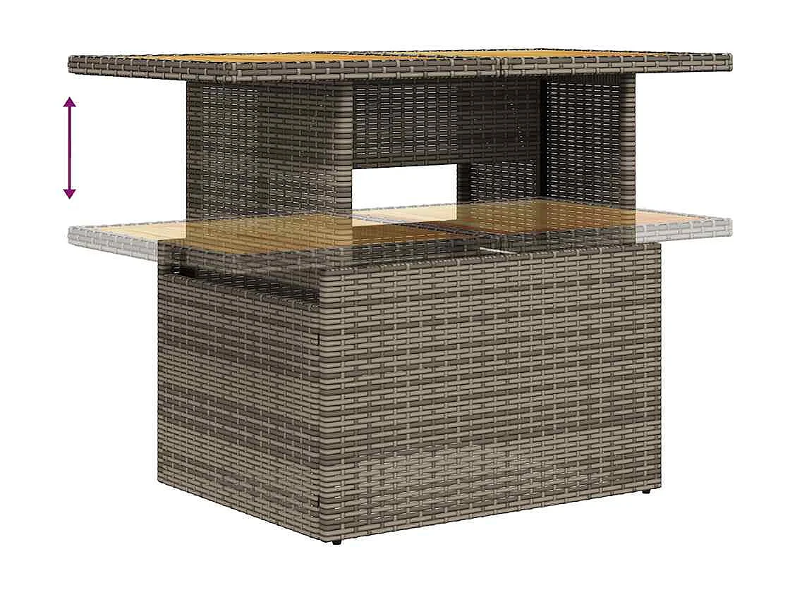 Set de muebles de jardín 6 pzas y cojines ratán sintético gris