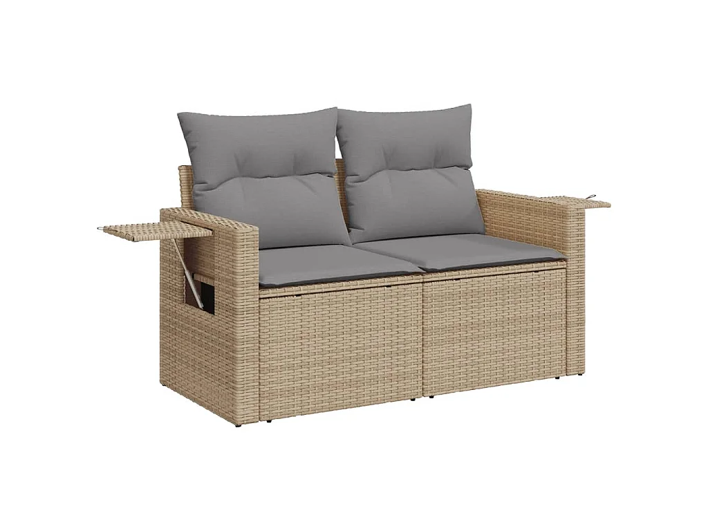 Set Divano da Giardino 5 pz con Cuscini Beige in Polyrattan