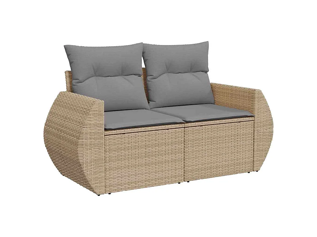 Set Divano da Giardino 6 pz con Cuscini Beige in Polyrattan
