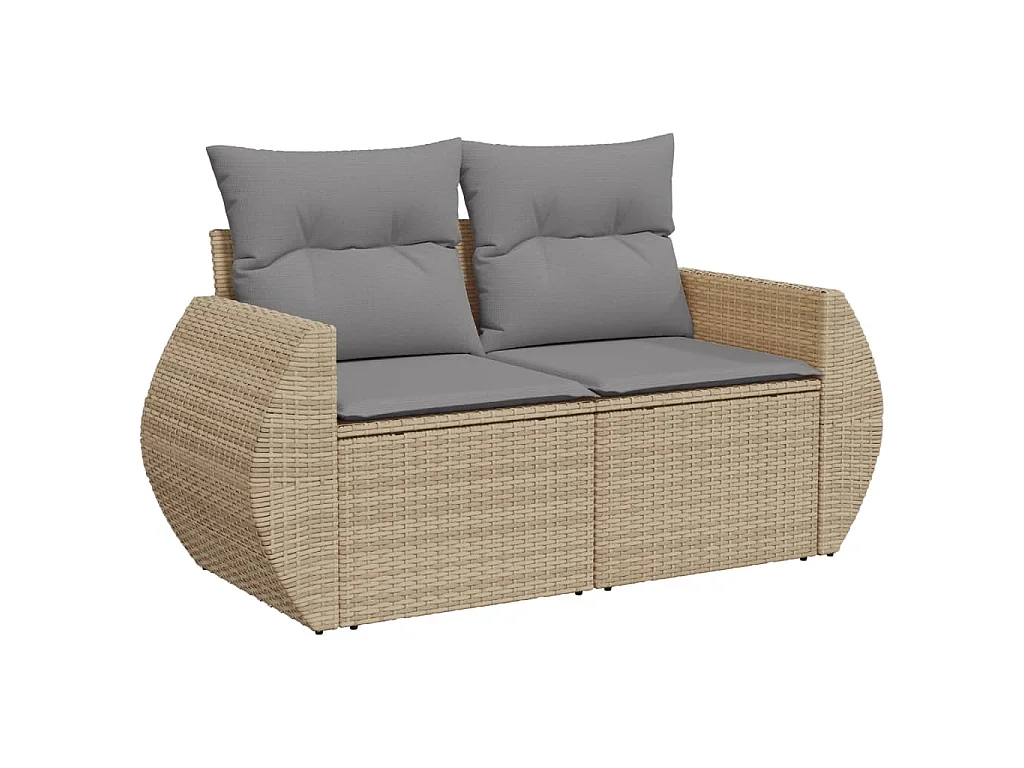 Juego de sofás jardín con cojines 6 pzas ratán sintético beige