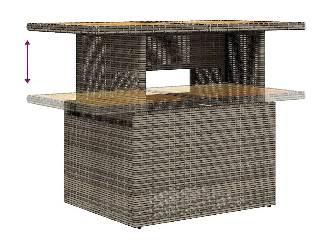 Set Divani da Giardino 7 pz con Cuscini Grigio in Polyrattan