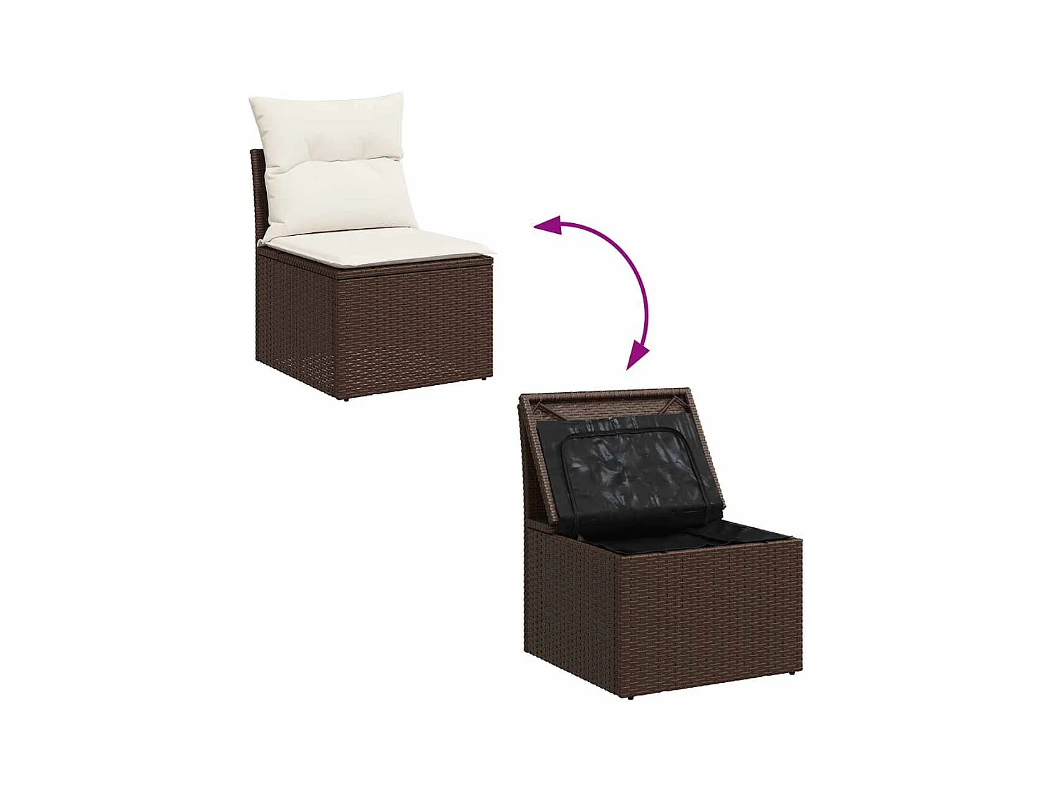Salon de jardin avec coussins 6 pcs marron résine tressée