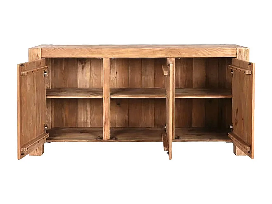 Buffet 168 cm 3 portes 3 tablettes bois de pin massif recyclé - CHALET