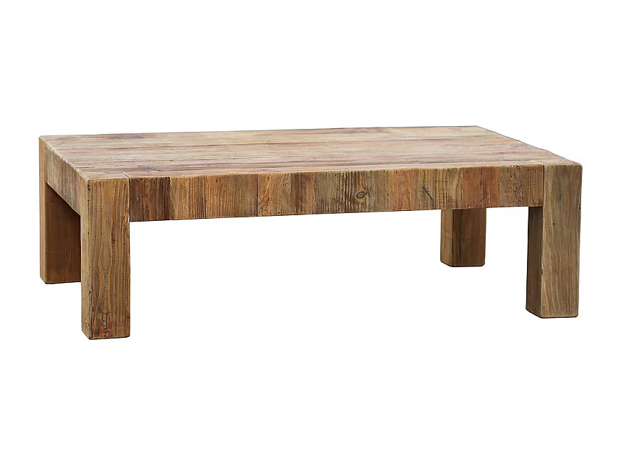 Table basse rectangulaire 117 cm bois de pin massif recyclé - CHALET