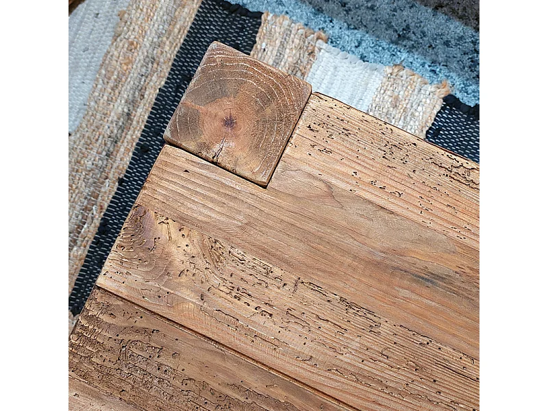 Table basse rectangulaire 117 cm bois de pin massif recyclé - CHALET