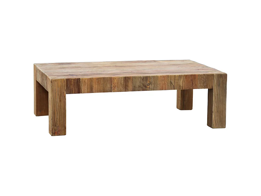 Table basse rectangulaire 117 cm bois de pin massif recyclé - CHALET