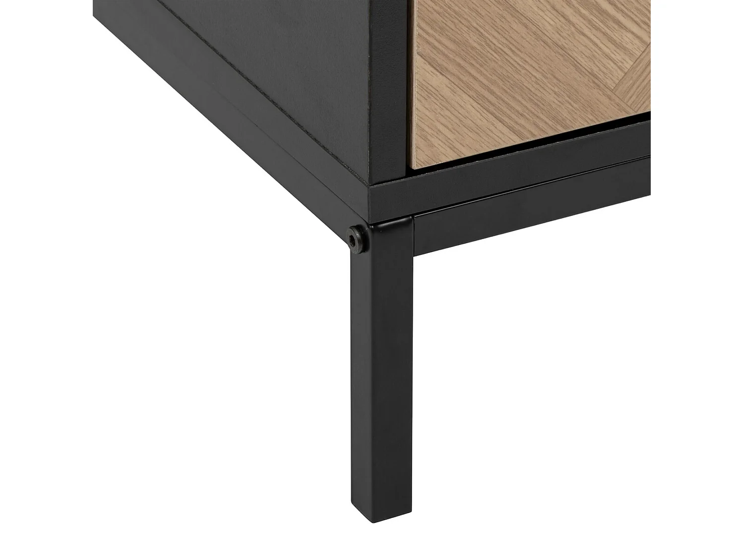 Meuble TV 2 Portes & 1 Tiroir "Chevrons" 120cm Naturel & Noir