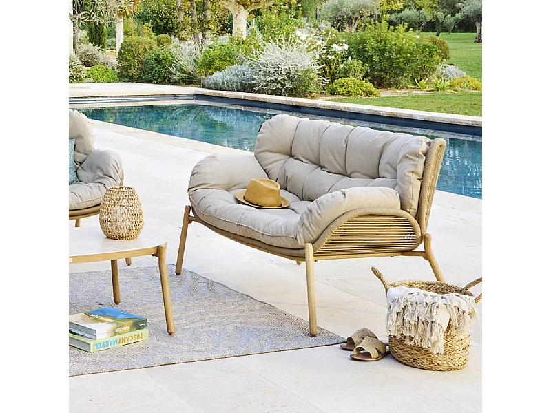 Canapé de jardin 2 places Meloane taupe Hespéride