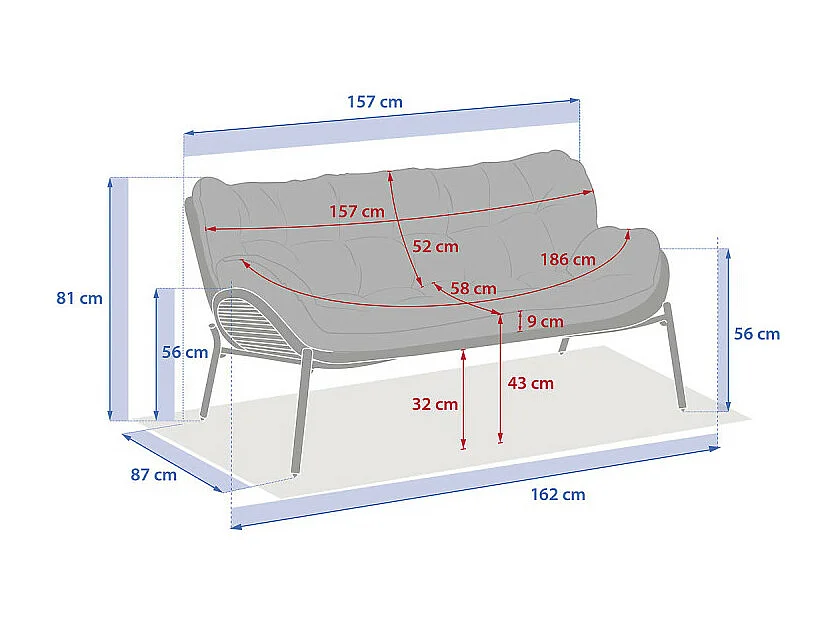 Canapé de jardin 2 places Meloane taupe Hespéride