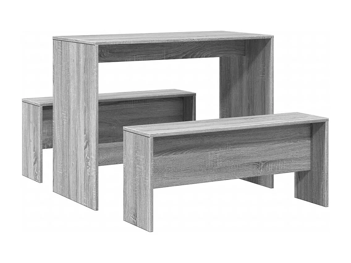 Ensemble table à manger et bancs 3 pcs bois d'ingénierie