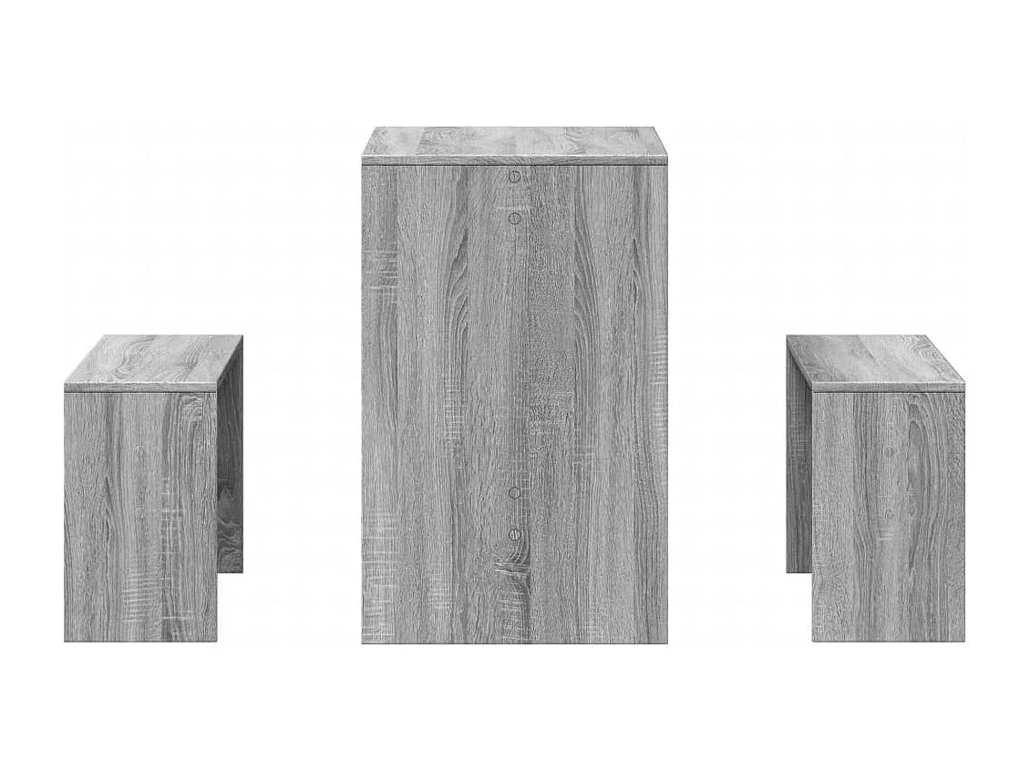 Ensemble table à manger et bancs 3 pcs bois d'ingénierie