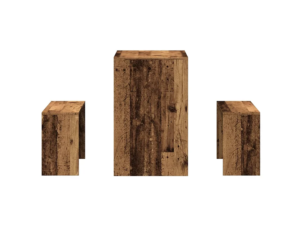 Ensemble table à manger et bancs 3 pcs bois d'ingénierie