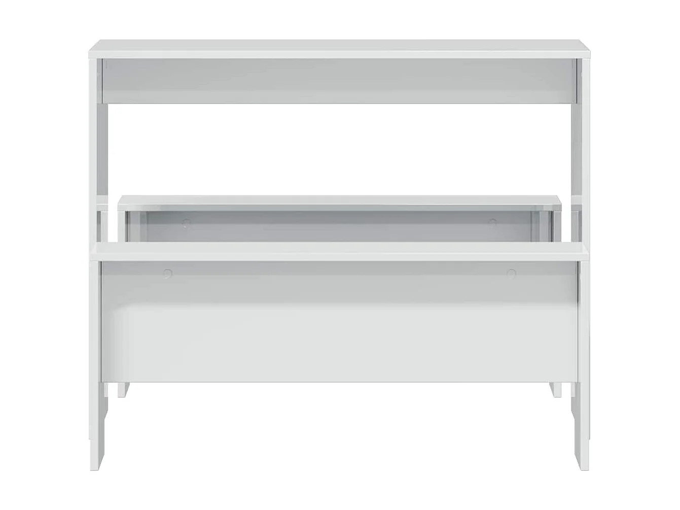 3 pcs conj. mesa jantar e banco deriv. madeira branco brilhante