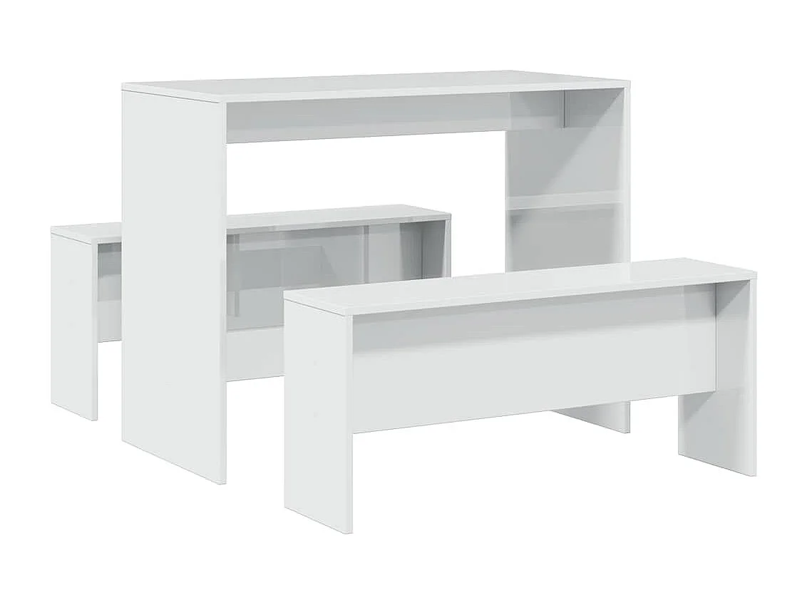 Ensemble table à manger et bancs 3 pcs bois d'ingénierie