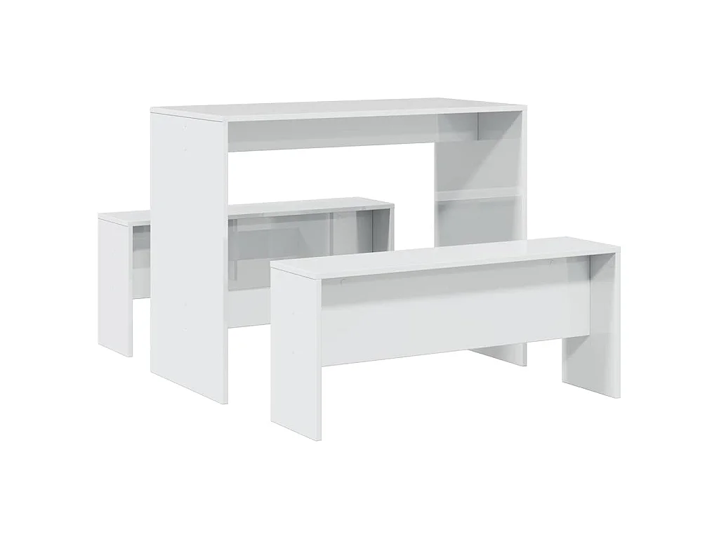 Ensemble table à manger et bancs 3 pcs bois d'ingénierie