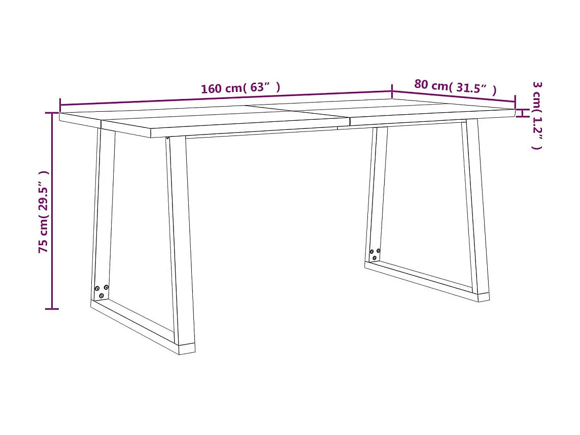 Ensemble à manger 3 pcs avec bord vivant bois massif d'acacia