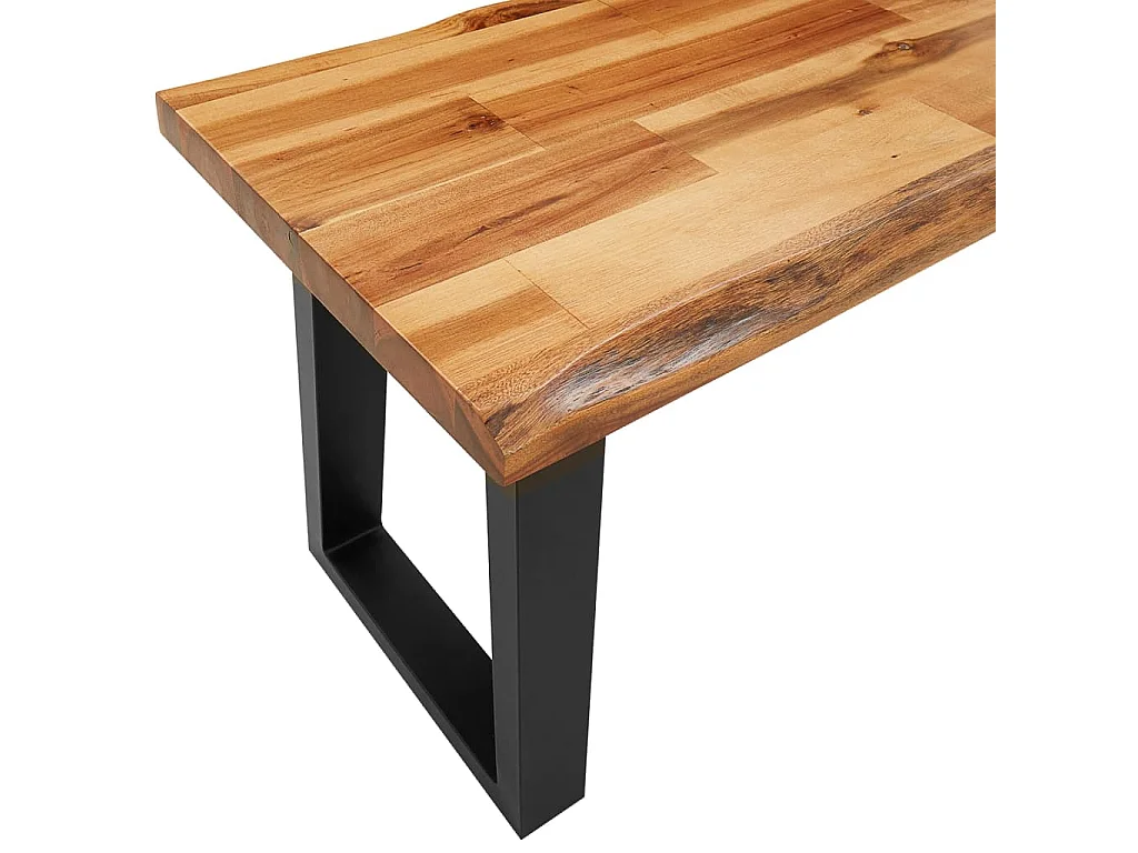 Ensemble à manger 3 pcs avec bord vivant bois massif d'acacia