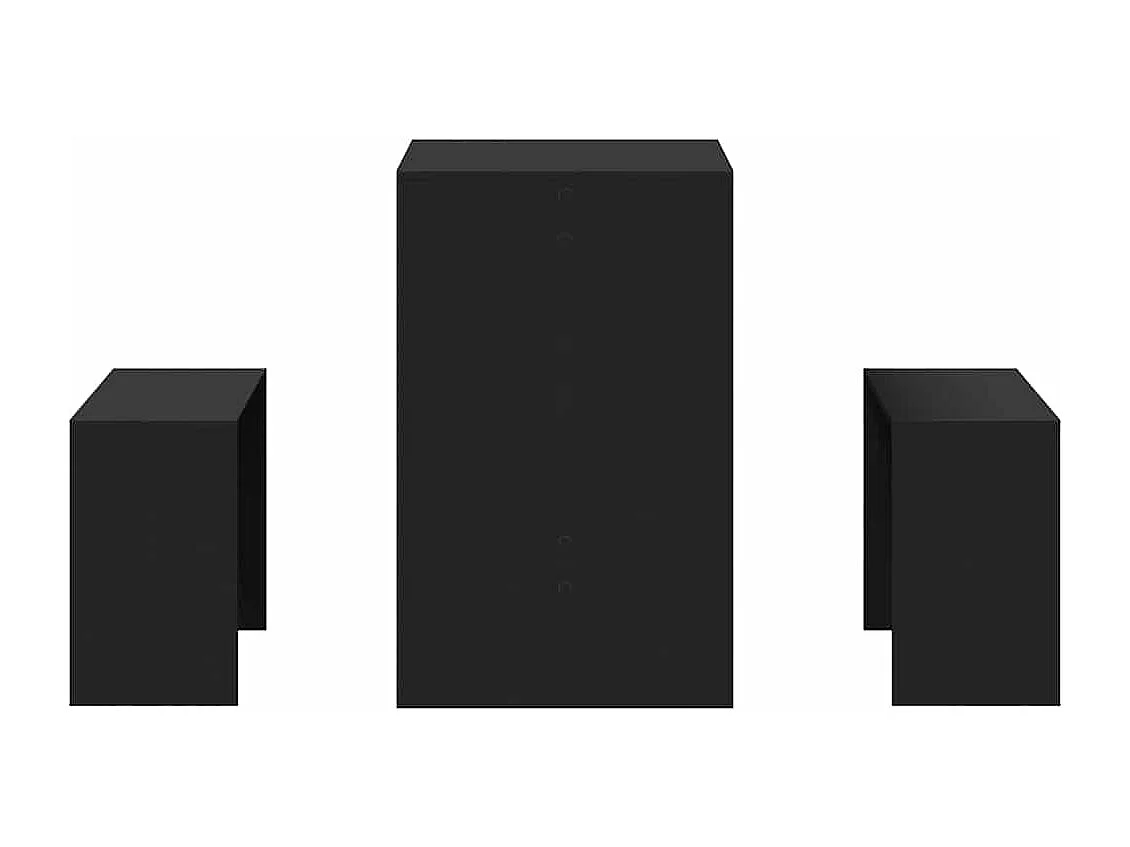 3 pcs conj. mesa de jantar e banco derivados de madeira preto