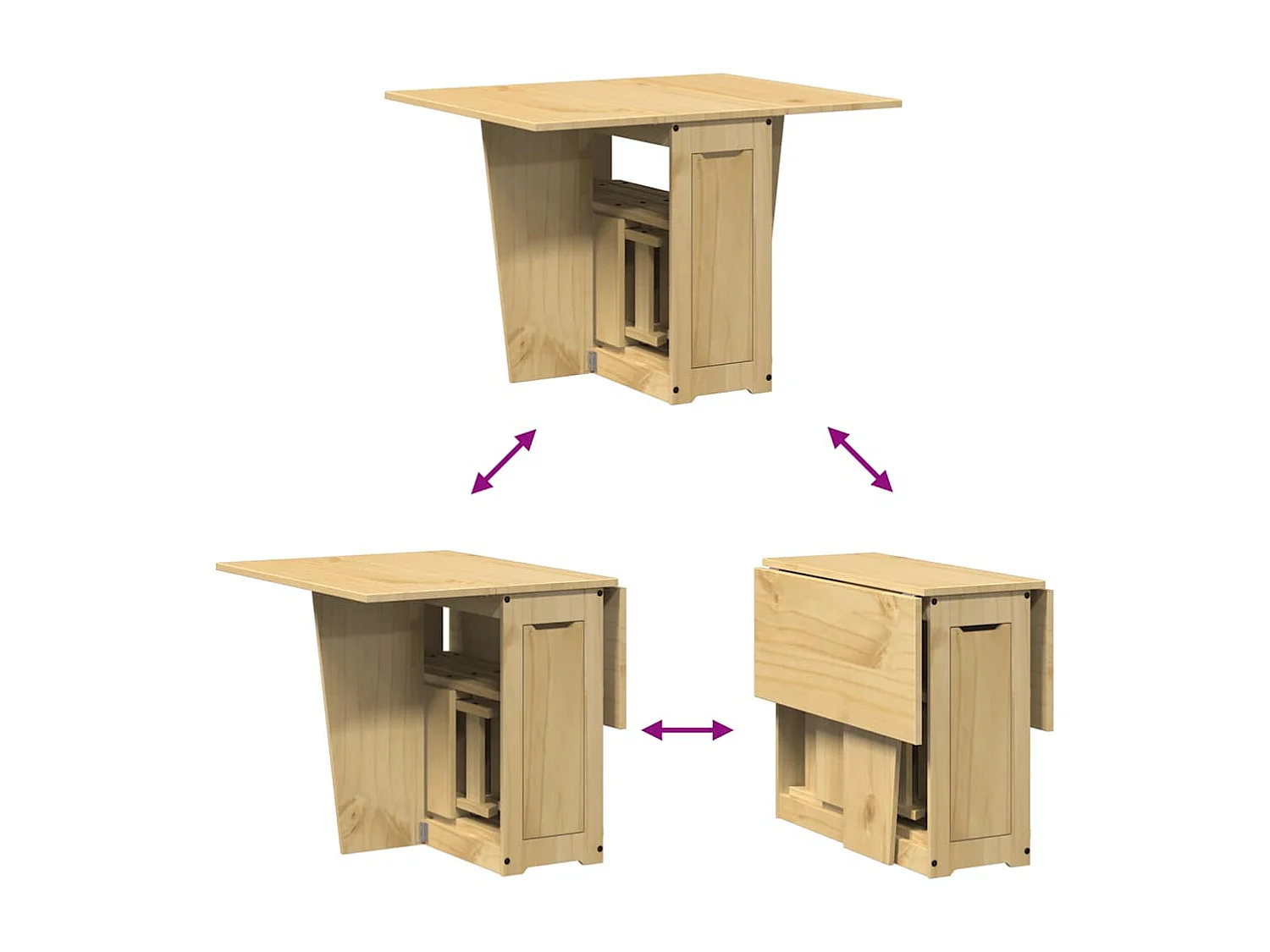 Set comedor plegable mariposa 5 pzas Corona madera pino marrón
