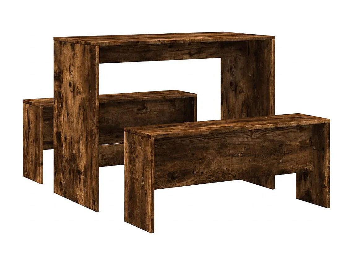 Ensemble table à manger et bancs 3 pcs bois d'ingénierie