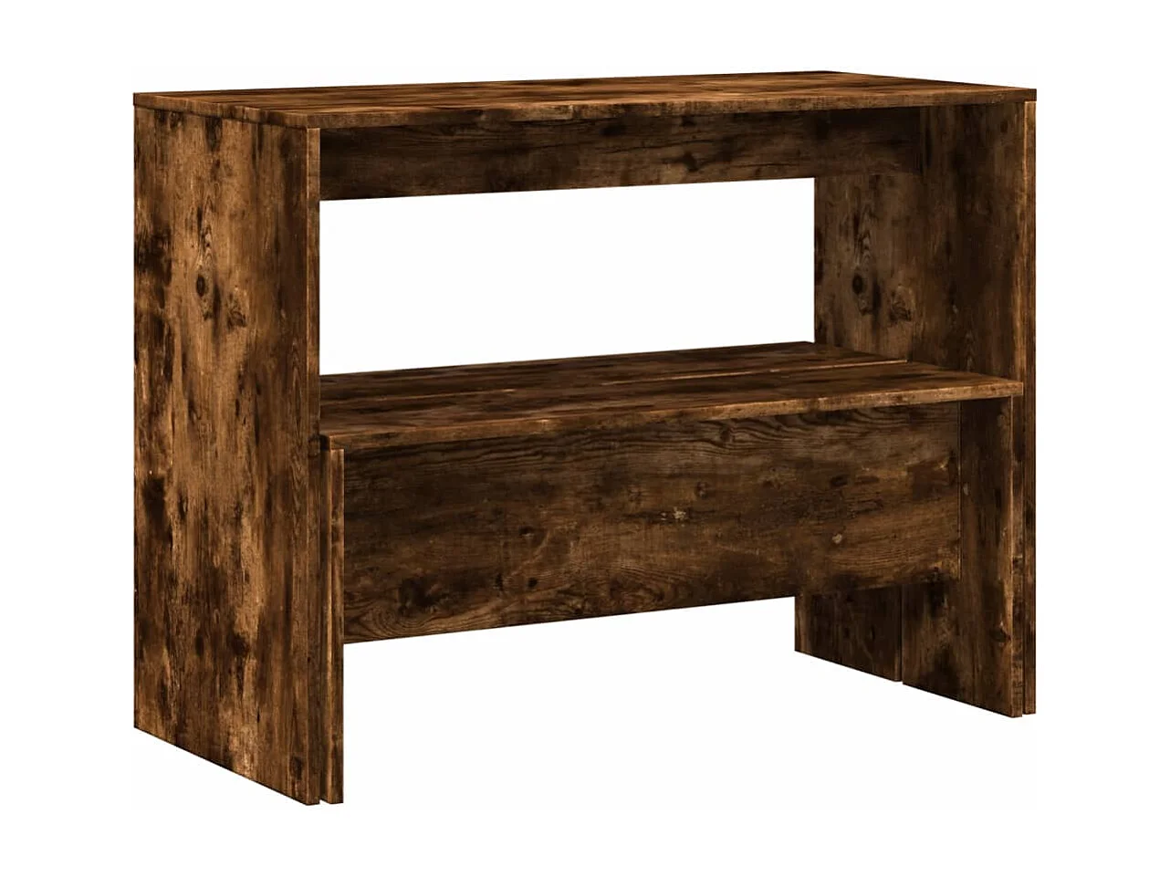 3-tlg. Esstisch und Bank Set Räuchereiche Holzwerkstoff