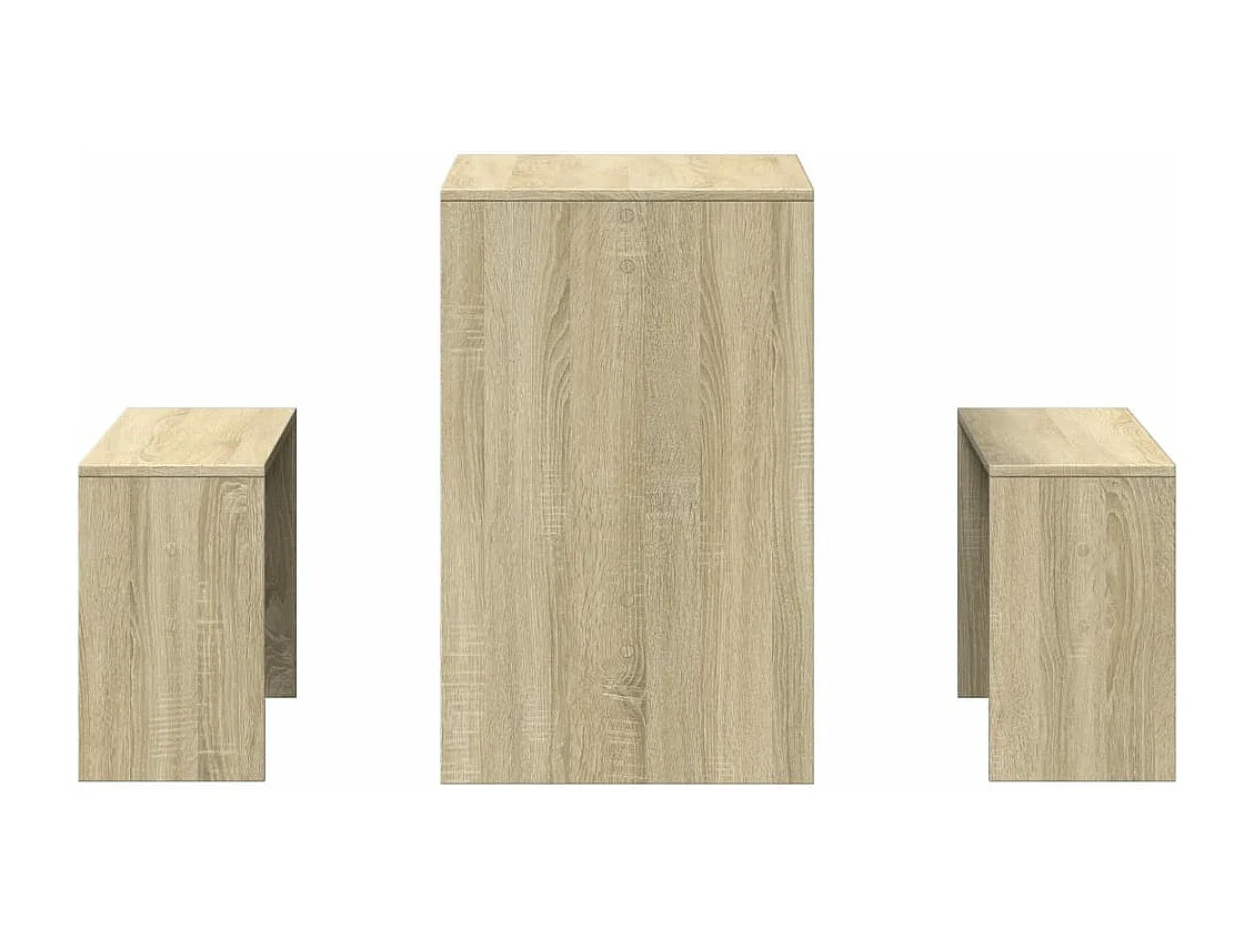 Mesa y bancos de comedor 3 pzas madera ingeniería roble Sonoma