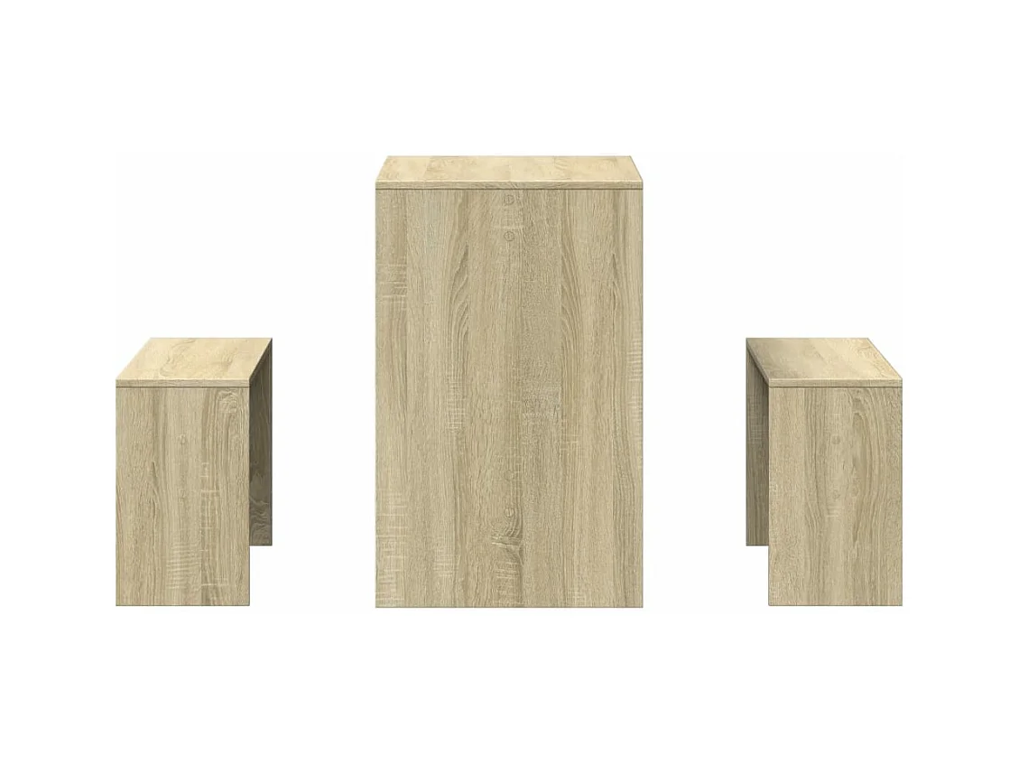 3-tlg. Esstisch und Bank Set Sonoma-Eiche Holzwerkstoff