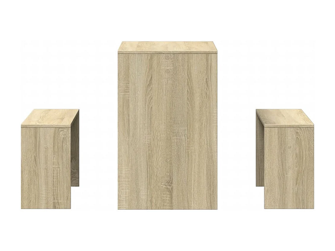 3-delige Eettafel en bankenset bewerkt hout sonoma eikenkleurig