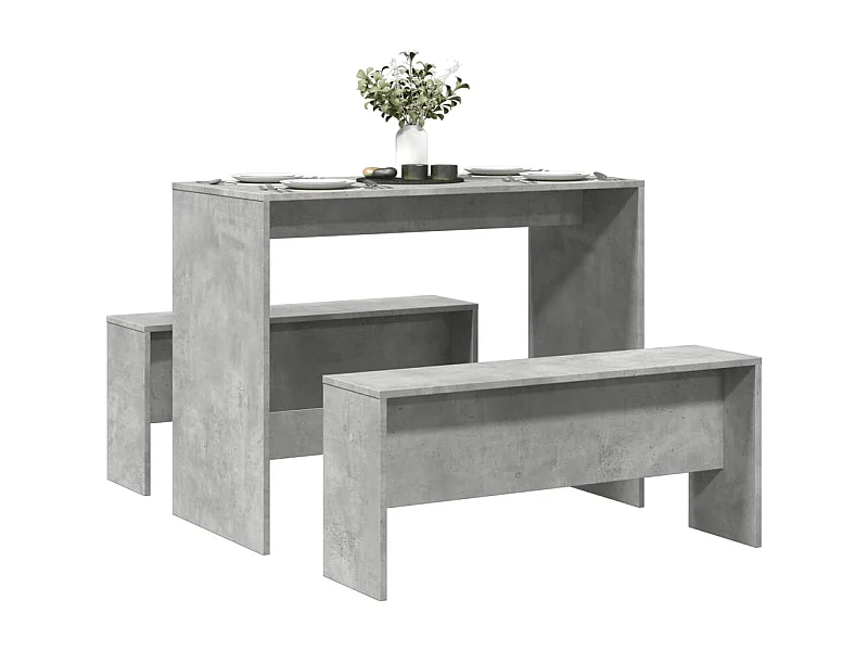 Ensemble table à manger et bancs 3 pcs bois d'ingénierie