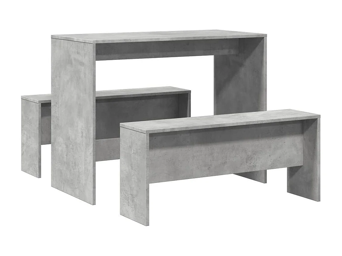 Ensemble table à manger et bancs 3 pcs bois d'ingénierie