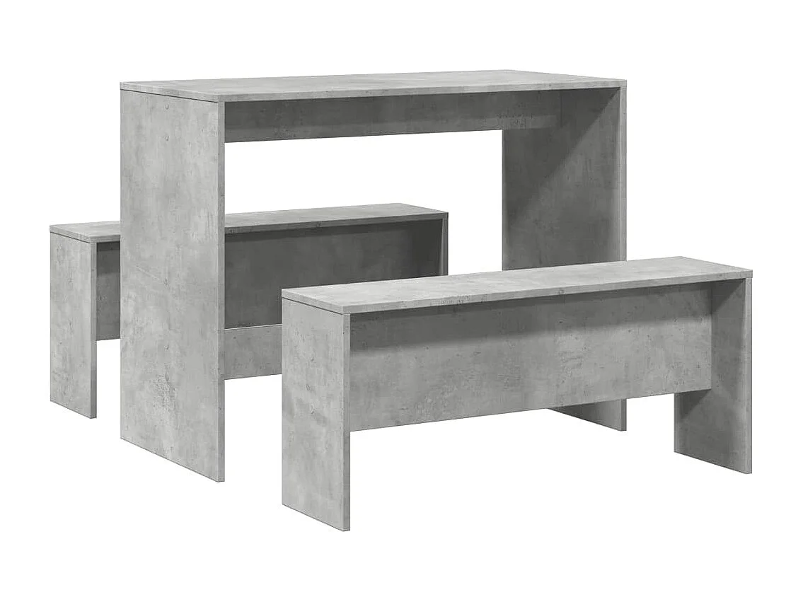 Ensemble table à manger et bancs 3 pcs bois d'ingénierie