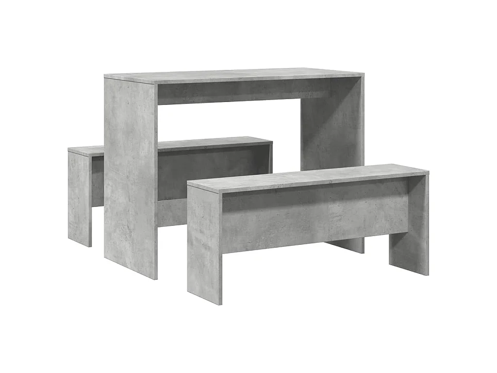 Ensemble table à manger et bancs 3 pcs bois d'ingénierie