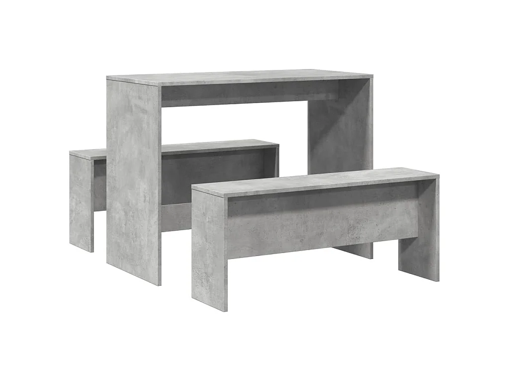 Ensemble table à manger et bancs 3 pcs bois d'ingénierie