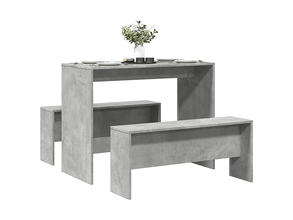 Ensemble table à manger et bancs 3 pcs bois d'ingénierie