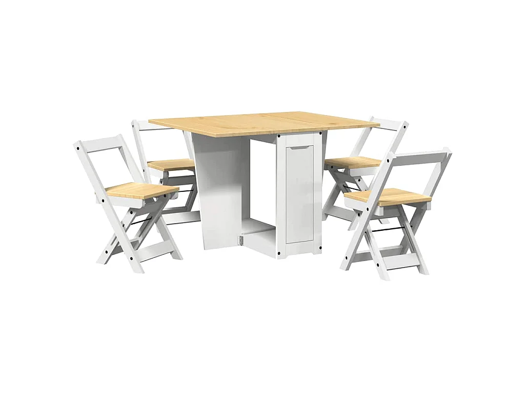 Set comedor plegable mariposa 5 pzas Corona madera pino blanco