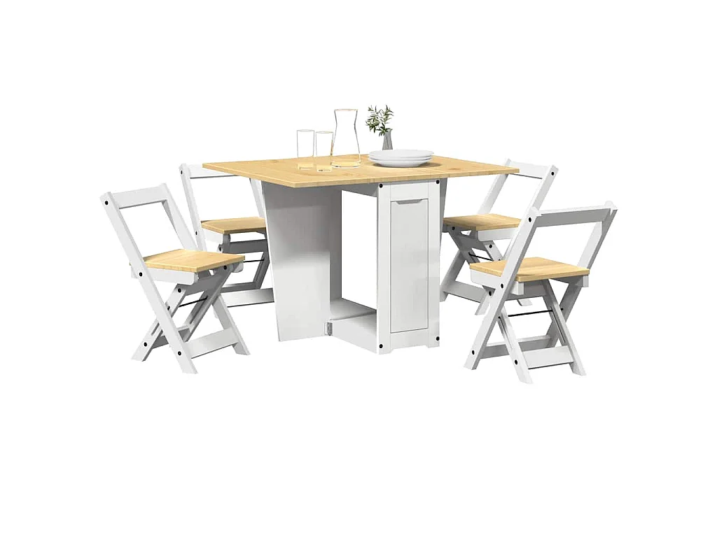 Set comedor plegable mariposa 5 pzas Corona madera pino blanco