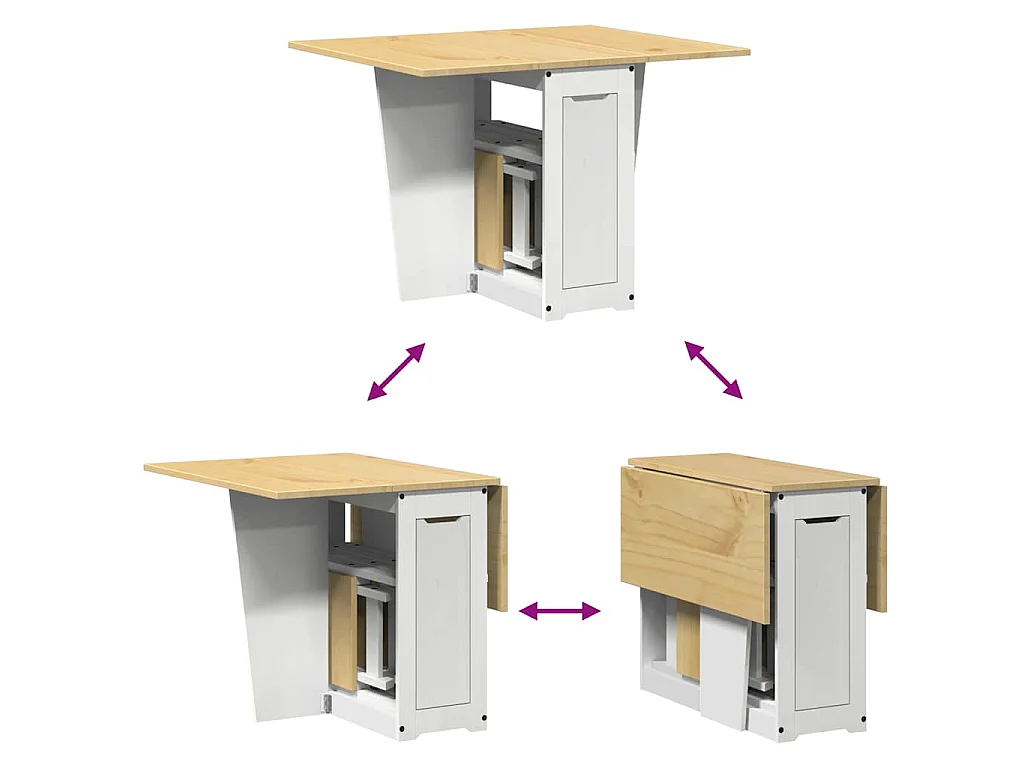 Set comedor plegable mariposa 5 pzas Corona madera pino blanco
