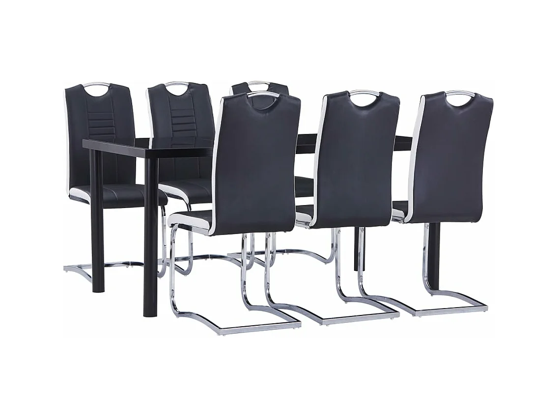 Ensemble de salle à manger 7 pcs Similicuir Noir