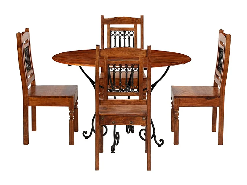 Conjunto de mesa de jantar 5 pcs madeira de acácia maciça