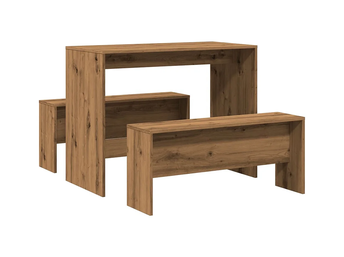 3-tlg. Esstisch und Bank Set Artisan-Eiche Holzwerkstoff