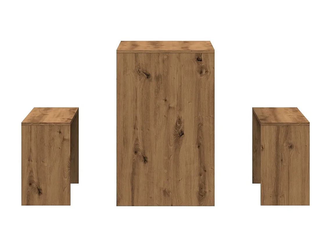 Ensemble table à manger et bancs 3 pcs bois d'ingénierie