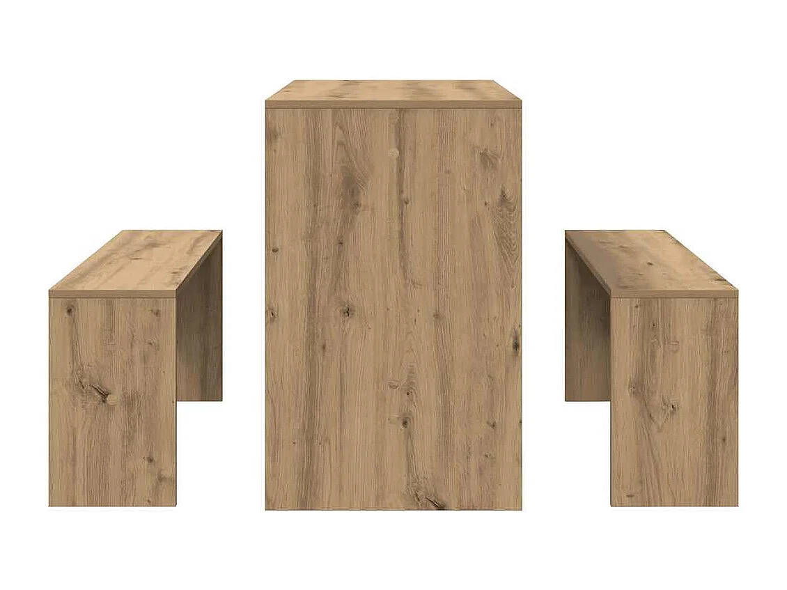 Ensemble table à manger et bancs 3 pcs bois d'ingénierie