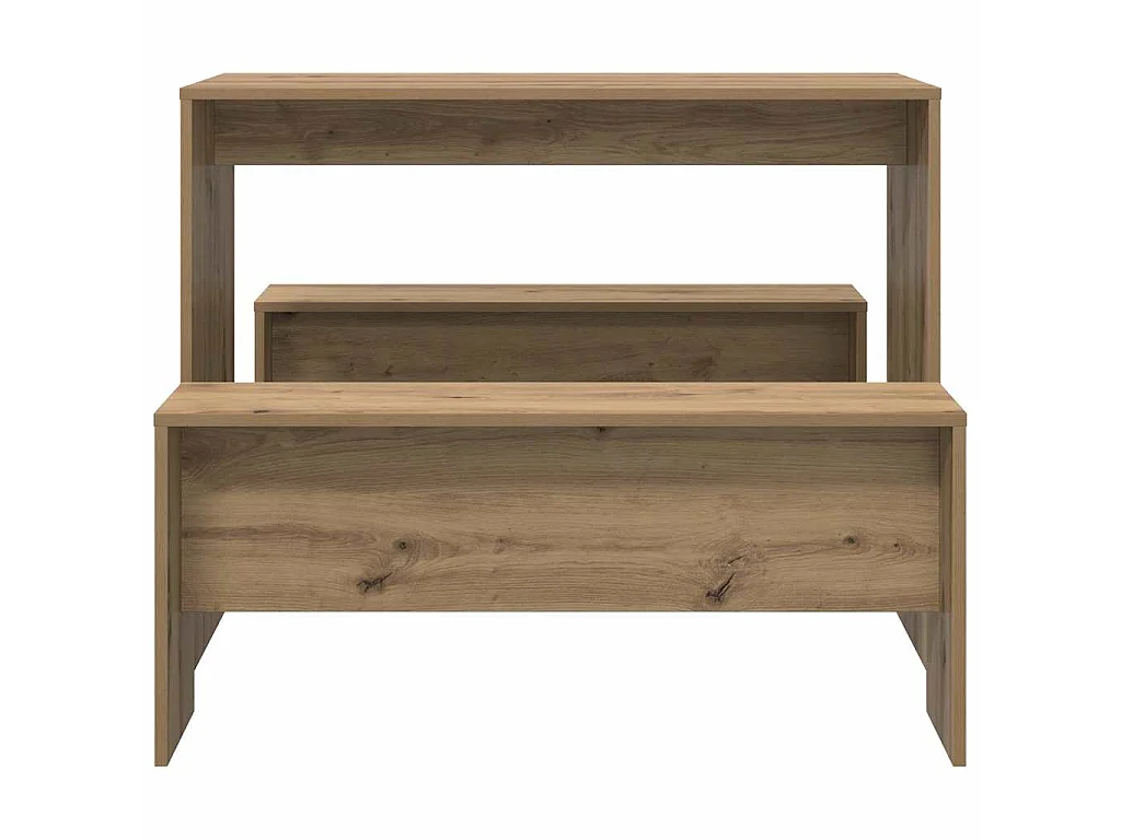 Ensemble table à manger et bancs 3 pcs bois d'ingénierie
