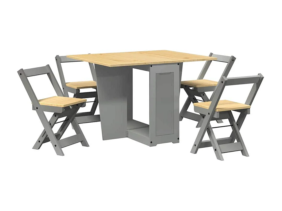 Ensemble à manger papillon 5 pcs Corona pliable gris bois pin